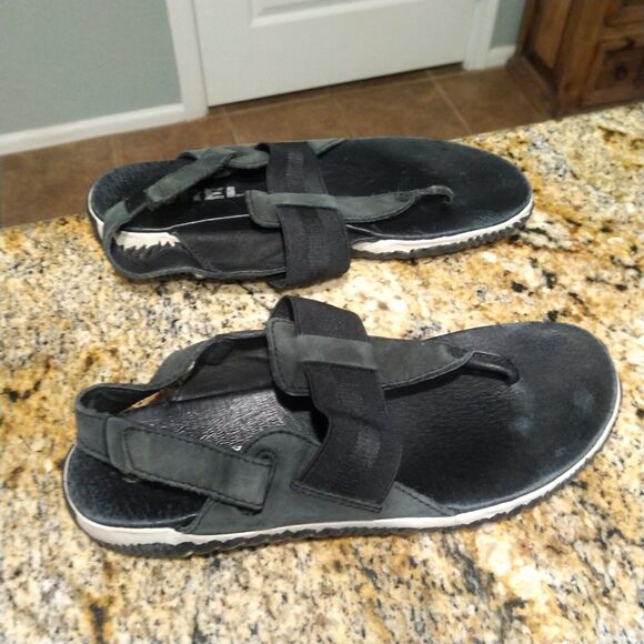 Sorel Out N About Plus Sandals Leather Thong Slingback Black Women's Sz 7.5 - Picture 5 of 12